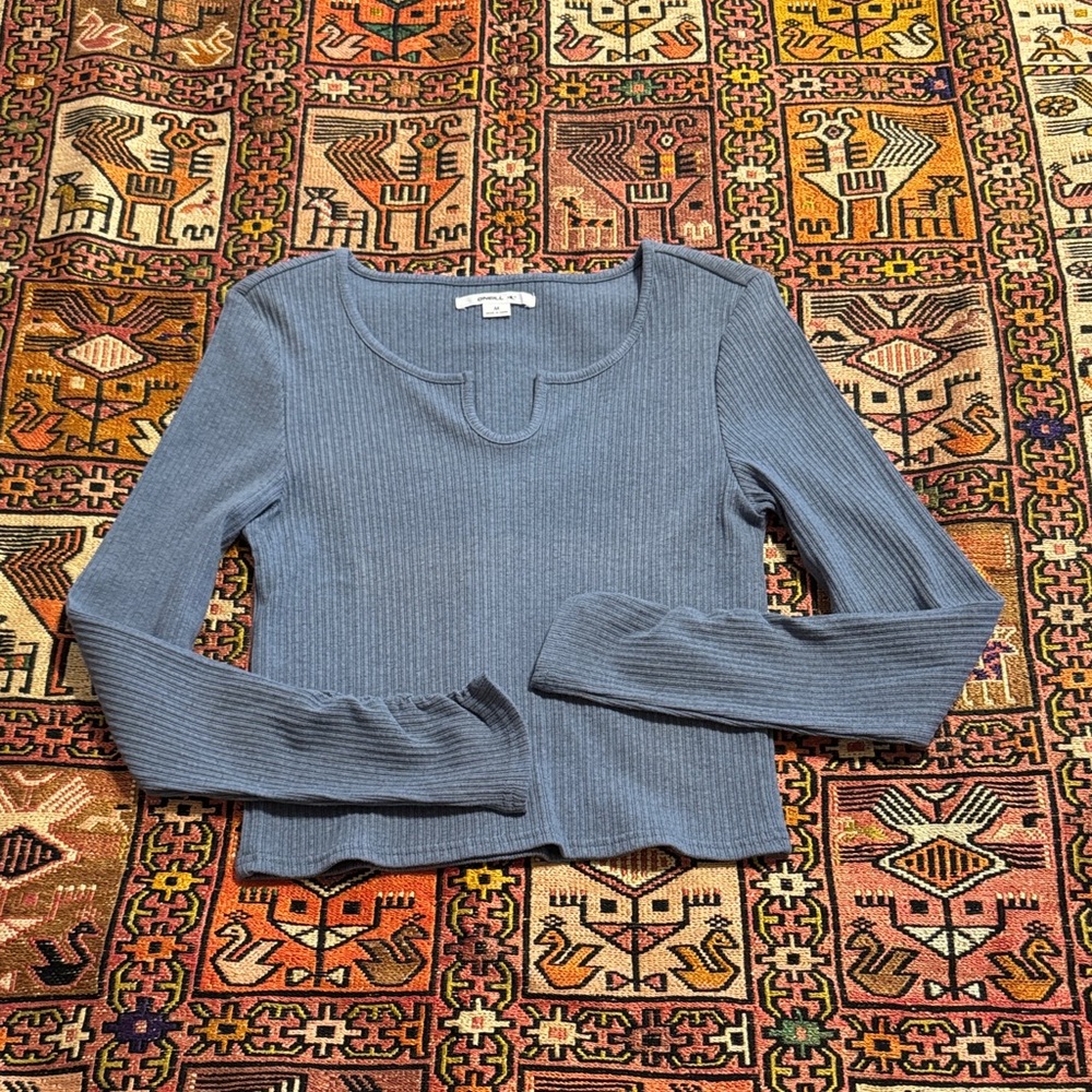 O'Neill Women's Paris Long Sleeve Ribbed Top, Slate Blue